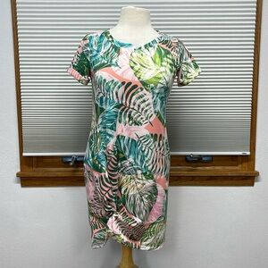 Adyson Parker NWT Tropical Print Palm Tree Leaf T-shirt Dress Size XS